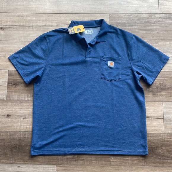 NWT Carhartt Stain Breaker Blue Polo Shirt Men’s XL - Picture 2 of 5